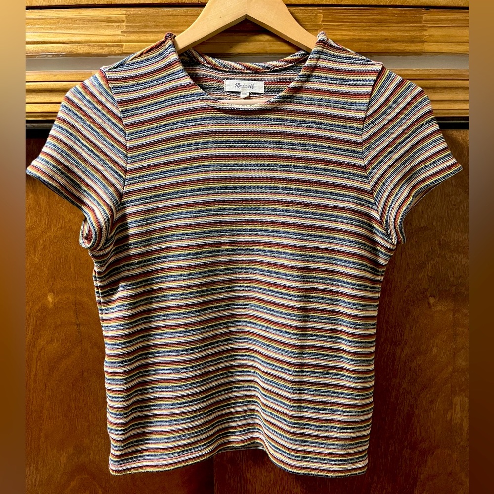 Madewell Rainbow Striped Jacquard Shrunken Tee retro T-shirt